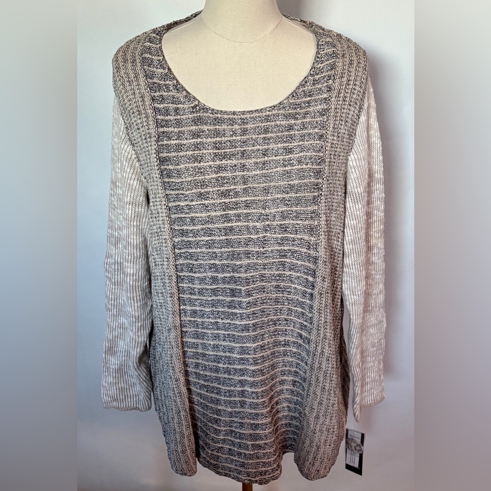NEW w/TAGS Style & Co. Women's Marled Scoop Neck Beige Black Sweater Size 1X